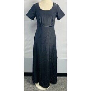 STAGE ACCENTS Black Show Choir Long Dress Size 6 Empire Waist A-line Satin Trim
